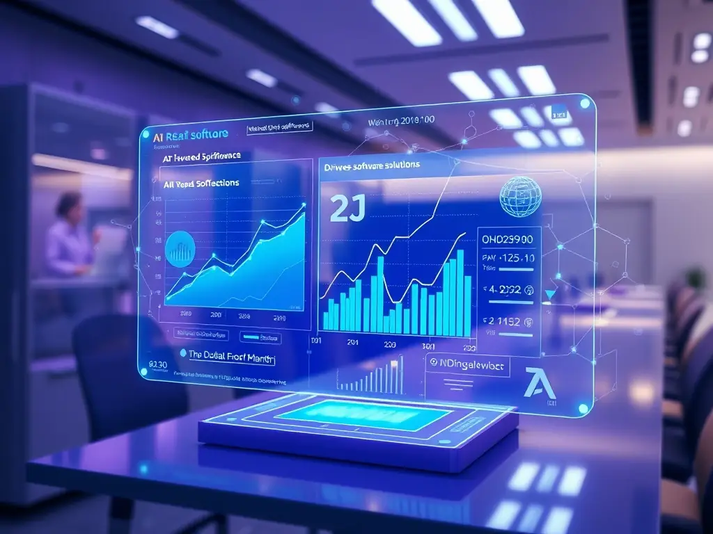 A visually striking image depicting an AI agent seamlessly integrating with a Zoho dashboard, displaying real-time data and insights. The image should convey efficiency and intelligent automation.