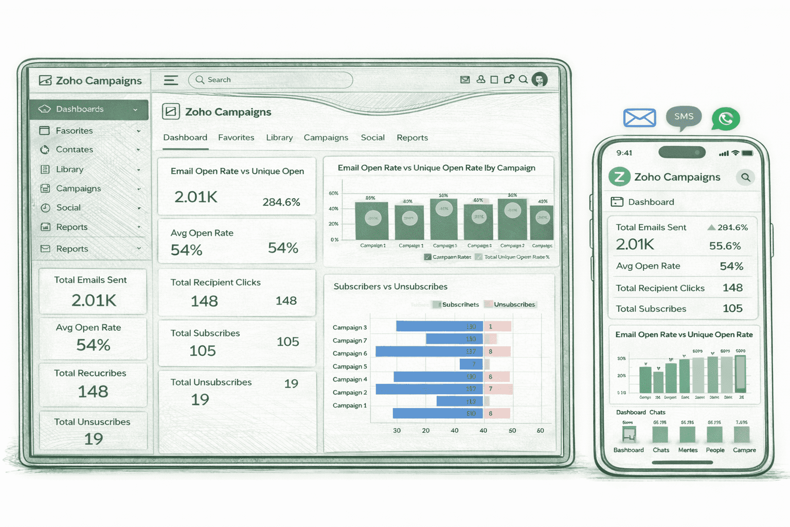 Email, SMS & WhatsApp Campaigns Aligned to CRM
