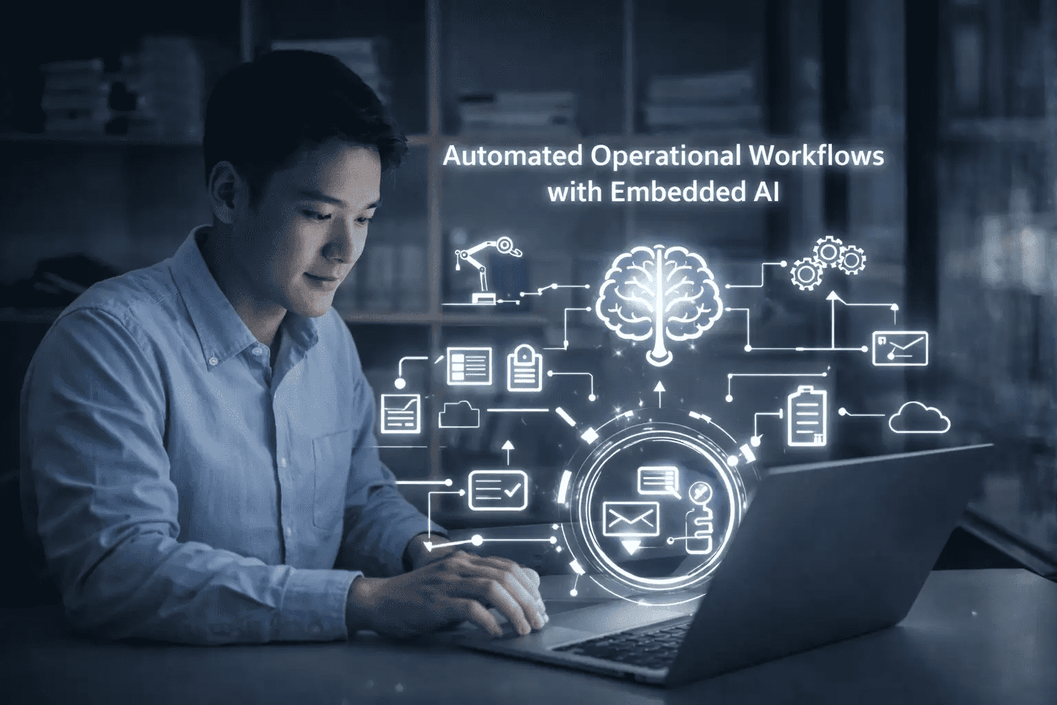 Automated operational workflows with embedded AI