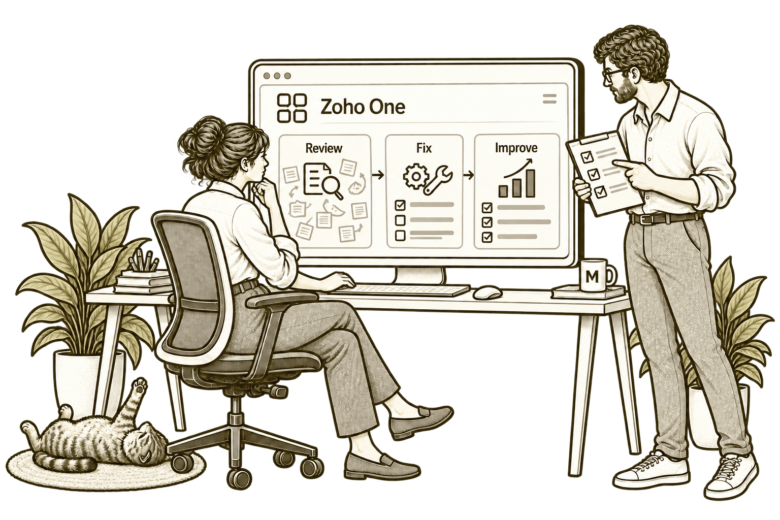Illustration of reviewing and improving an existing Zoho setup.