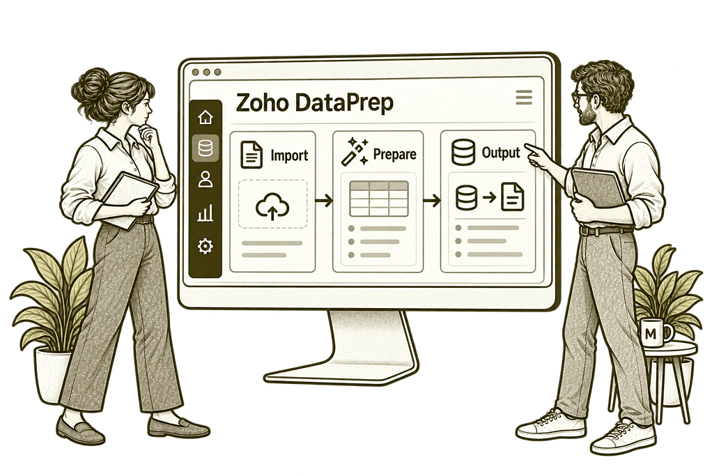 Mason & Co sketch illustrating new dataprep implementation in Zoho DataPrep.