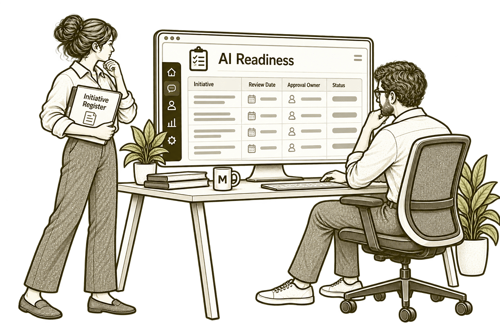 Mason & Co sketch illustrating ongoing ai governance for AI readiness and assessment.