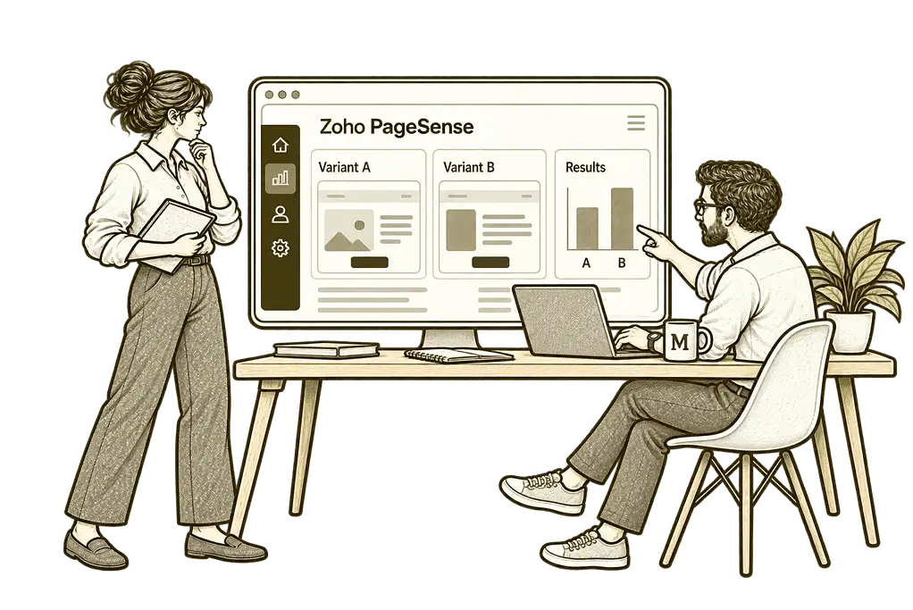 A team planning a website experiment in Zoho PageSense.