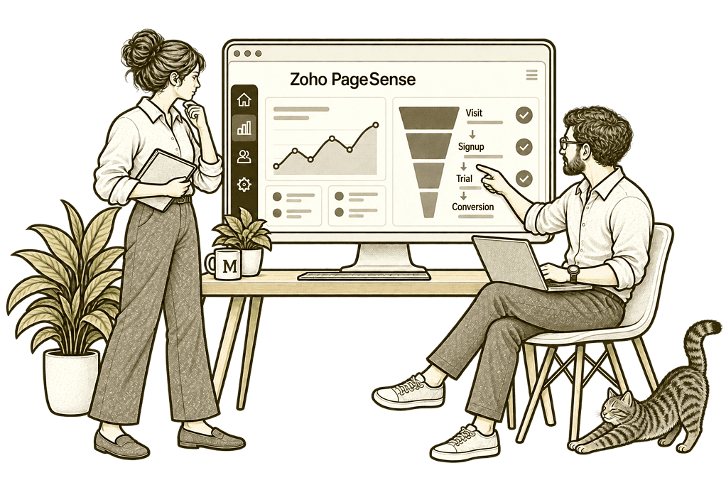 Consultants reviewing website performance in Zoho PageSense.