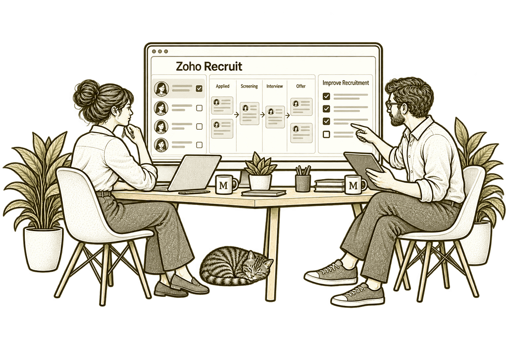 Mason & Co sketch illustrating improve existing zoho recruit in Zoho Recruit.
