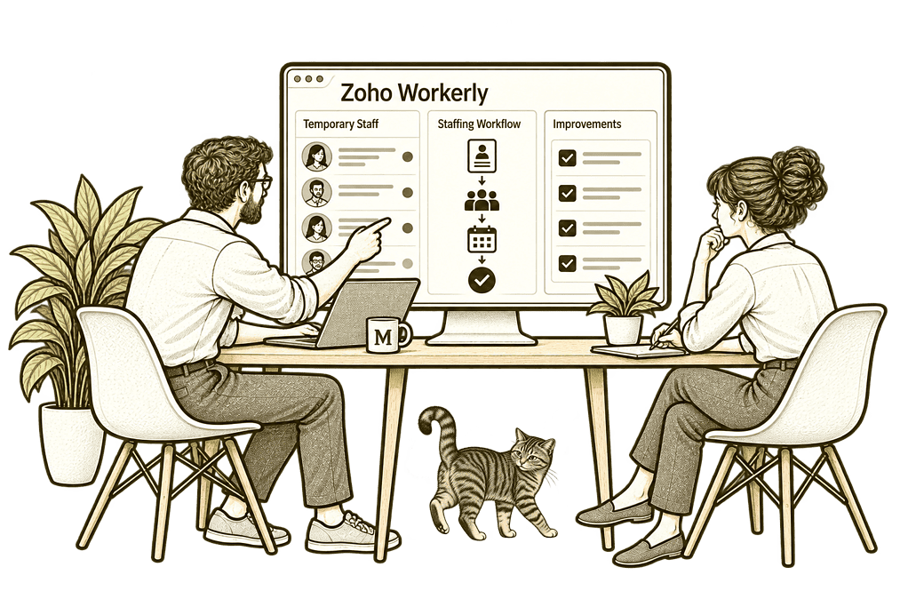 Mason & Co sketch illustrating improve existing zoho workerly in Zoho Workerly.