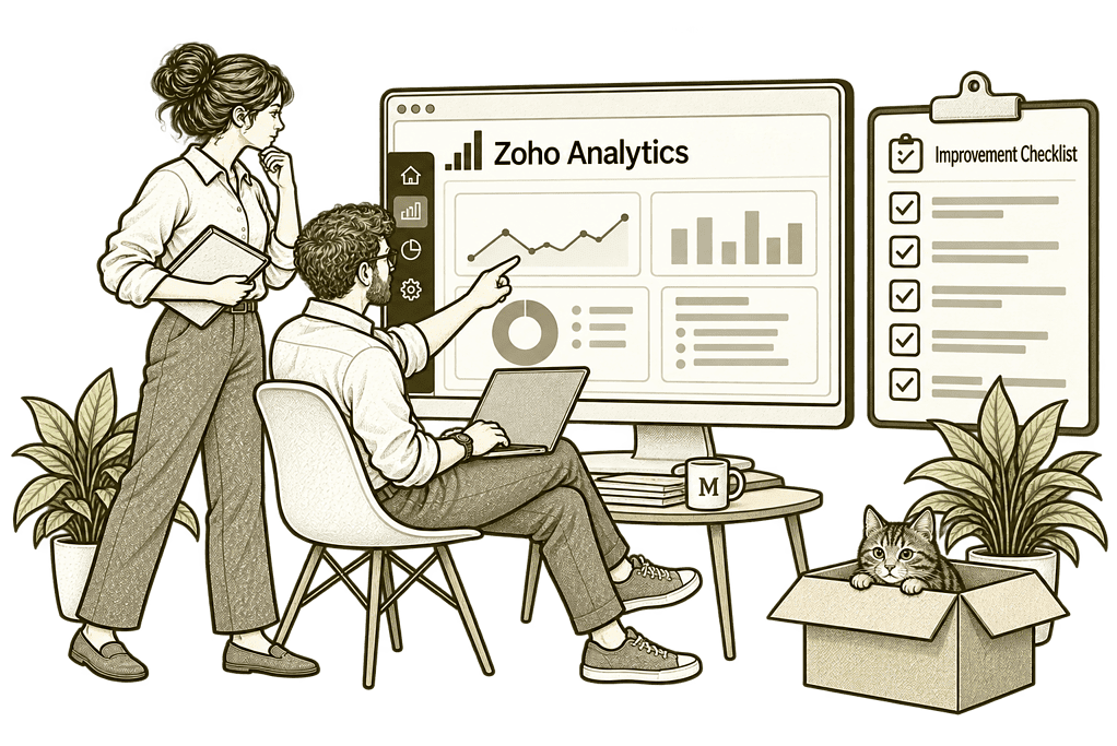 Mason & Co sketch illustrating improve existing zoho analytics in Zoho Analytics.