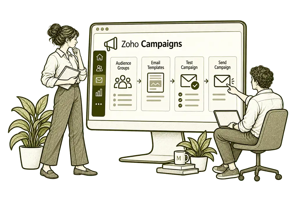 Zoho Campaigns Set Up Zoho<br>Campaigns illustration