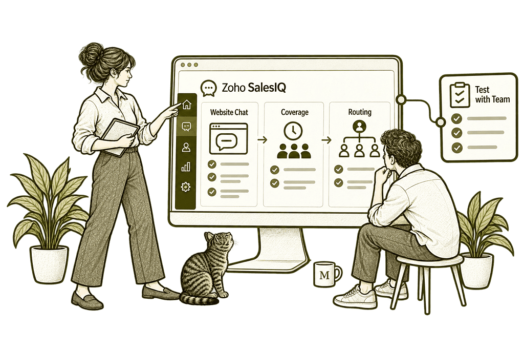Zoho SalesIQ Set Up Zoho<br>SalesIQ illustration
