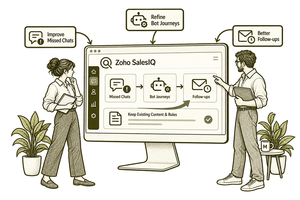 Zoho SalesIQ Improve Your<br>Existing SalesIQ illustration